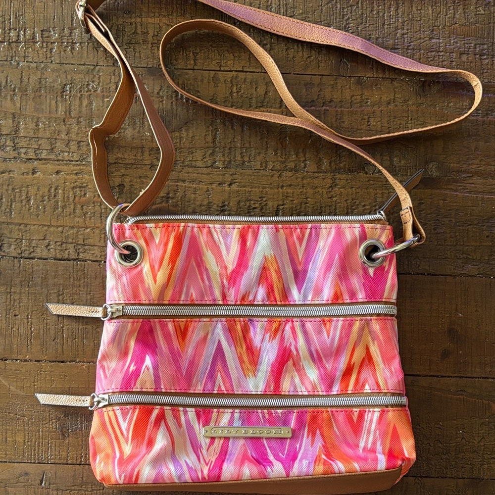 Lily Bloom Pink and Orange Zigzag Crossbody Bag